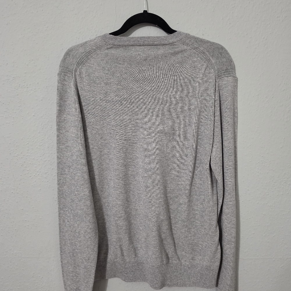 Banana Republic Heather Cotton V Neck Gray Sweater Mens Med - Picture 3 of 9